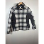 Woolrich Jacket Plaid Coat Wool Blend Medium Logo Full Zip Black Winter Photo 7