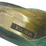 Vintage: Escada 𒀭 Lace Up Granny Heeled Ankle Booties 𒀭Black + Green Suede 𒀭9 Black Photo 10