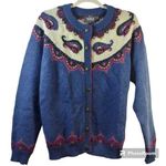 Woolrich Mohair Wool Blend Cardigan Paisley Artic Blue Heather Handframed Medium Photo 0