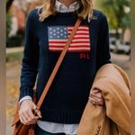 NWT Polo Ralph Lauren Women’s Iconic Flag Sweater Size Medium Navy Pullover Blue Photo 4