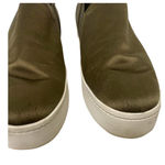 Vince . Warren Slip-On Platform Sneaker Olive Green Satin Size 9.5 Photo 3