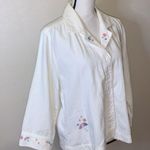 Christopher & Banks  white embroidered beach summer 3/4 sleeve button down shirt Photo 2