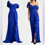 Tadashi Shoji NEW TADASHI SHOJ DREA Waterfall Pleated flounce BOS24107L-MSTBL gown Blue sz XL Photo 2