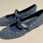 Guess  Los Angeles Women's Mary Jane Flat Size 7.5M Blue Denim Embellished Casual Photo 0