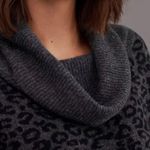 Anthropologie Emmy Cowl Neck Sweater Long Sleeve Cheetah Gray Black Cozy Size S Photo 6