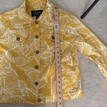 Dennis Basso  Yellow and White Leaf Pattern Button Up Denim Jacket Size 4 NWT Photo 12