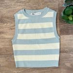 ZARA NWT CROPPED KNIT TOP LIGHT BLUE AND WHITE STRIPED STRIPS Photo 0