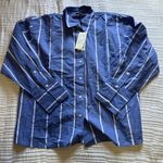 Cotton Stripe Long Sleeve Shirt Blue Size 12 Photo 5