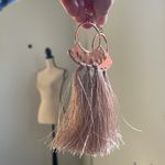 Rose Gold Hammered‎ Metal Tassel Earrings Circle Boutique Style Boho Jewelry Pink Photo 2