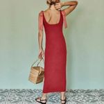 Summersalt  NWT Poplin Ribbed Tie Shoulder‎ Red Maxi Dress Size Large Photo 1