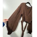 For Love & Lemons Cropped Amelia Sweater Chic Brown Knit with Back Tie Size XL Photo 2