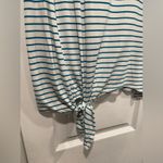 cupio NWT  Size M Aqua Blue White Stripe Tie Front stretchy Tunic Tank Top Photo 3