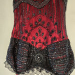 Vintage Beaded Maxi Mermaid Formal Dress whimsigoth y2k Black Red Dress Med Photo 3