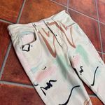 Anthropologie x Moglea Multicolor Abstract High Rise Slim Straight Jeans Size 32 Photo 1