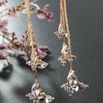 Gold Butterfly Crystal Long Tassel Dangle Drop Earrings for Women Photo 4