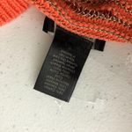 Ann Taylor Sweater Open Knit Short Sleeve Sheer Metallic Orange Gold S Photo 3