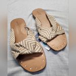 Universal Threads Universal Thread Womens Size 8 Tan Louise Print Knotted Sandals Slip On NWT Photo 1