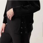 Athleta Retroplush Velvet Crewneck Sweatshirt Side button in Black W1506 Sz L Photo 4