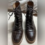 Madewell Size 6 The Clair Lace-Up Boot in Croc Embossed Leather Combat Boot Photo 3