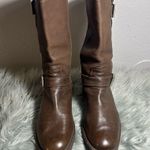 Arthur Beren GRAVATI Women’s Moto Ankle Brown Leather Buckle Boots Size 7.5 Brown Photo 1