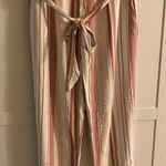 American Eagle  Outfitters White Ivory Pink Striped Flowy Pant Photo 0