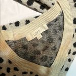 Loft Gray and Black V-Neck Sweater with Animal Print Photo 3