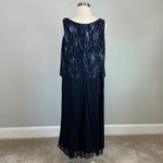 Alex Evenings  Sequined Chiffon Midi A-Line Cocktail Dress Navy Blue Size 24W Photo 5