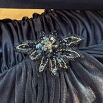 Vintage 80s Filigree LTD Collection Blue Sparkle Ruched Dress Beaded Sz 12 Photo 2