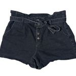 American Eagle  Outfitters Black Denim Paper Bag Waist Shorts Photo 0