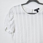 EXPRESS  White Eyelet Top with Puffy Sleeves Size Large Photo 2