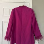 WAYF  Fuscia Pink Feather Fur Sleeve Trim Blazer Glamorous Hot Date Night NWT Photo 1