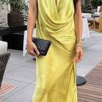 ZARA  maxi dress zwcollection satin flowy Sleeveless Lime  evening party wedding Photo 0