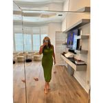 ATLEIN Green Crewneck Sleeveless Knit Midi Layered Bodycon Sheath Dress Size XS Photo 12