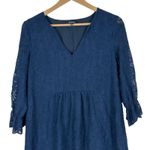 Madewell  Slowsong Dress Womens 0 Navy Blue Embroidered Lace Coastal Grandmother Photo 2