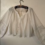 Aerie  Natural Crochet Button Shirt Women’s S Boho Peasant Blouse Lace Ruffle Photo 10