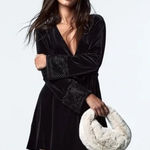 ZARA  Black Velvet babydoll Dress size L Photo 0