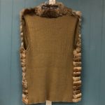 MK metric knots Rabbit Fur with knit back‎ Beige Jacket Vest Cardigan XL Tan Photo 5