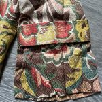 Lafayette 148 Petite Ruffle Sleeve Brown Gold Pink Floral Blazer Size 8P Career Photo 2