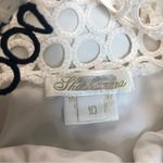 Shoshanna Geo Lace Carter Crochet Mini Dress Eyelet Lacy White Navy Trim Preppy Photo 14