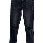 American Eagle Curvy Highest Rise Jegging Sz 6 LONG Black Denim Distressed Photo 1