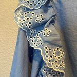 ZARA Women’s Blue Eyelet Ruffle Blouse 100% Cotton Size Small Photo 9