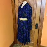 Vtg 80s cowl neck bright floral midi dress Purple Size M Photo 7