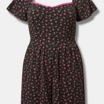 Betsey Johnson x Torrid Black Gauze Romper Pink Floral & Lace Trim - size 1 Photo 13