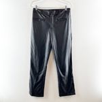 Maeve Anthropologie High Rise Straight Leg Faux Leather Pants Black 10 Tall Photo 2