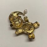 Designer Signed Marvella Faux Pearl Teddy Bear in Santa Hat Gold Tone Brooch Pin Photo 1