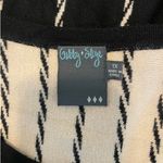 Gabby Skye Women Sweater Dress 1X Black Tan Stripe Swing Hem Trendy Office Photo 1