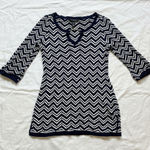 White House | Black Market Navy Chevron Sweater Top Tunic Women Medium Photo 0