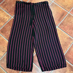 Escada Black Pink Striped Silk Wide Leg Side Pockets Pants Size 3X Photo 0