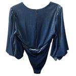 MISA Los Angeles Reem Bodysuit in Blue Velvet Size Small Holiday Party Boho Photo 4