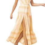 l*space L  Clara Maxi Dress Yellow Gold Stripe Sleeveless Tie Waist XL Boho NWT Photo 0